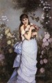 A Young Woman In A Rose Garden Auguste Toulmouche